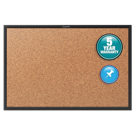 Quartet Classic Cork Bulletin Board 24"x18", Black 2301B